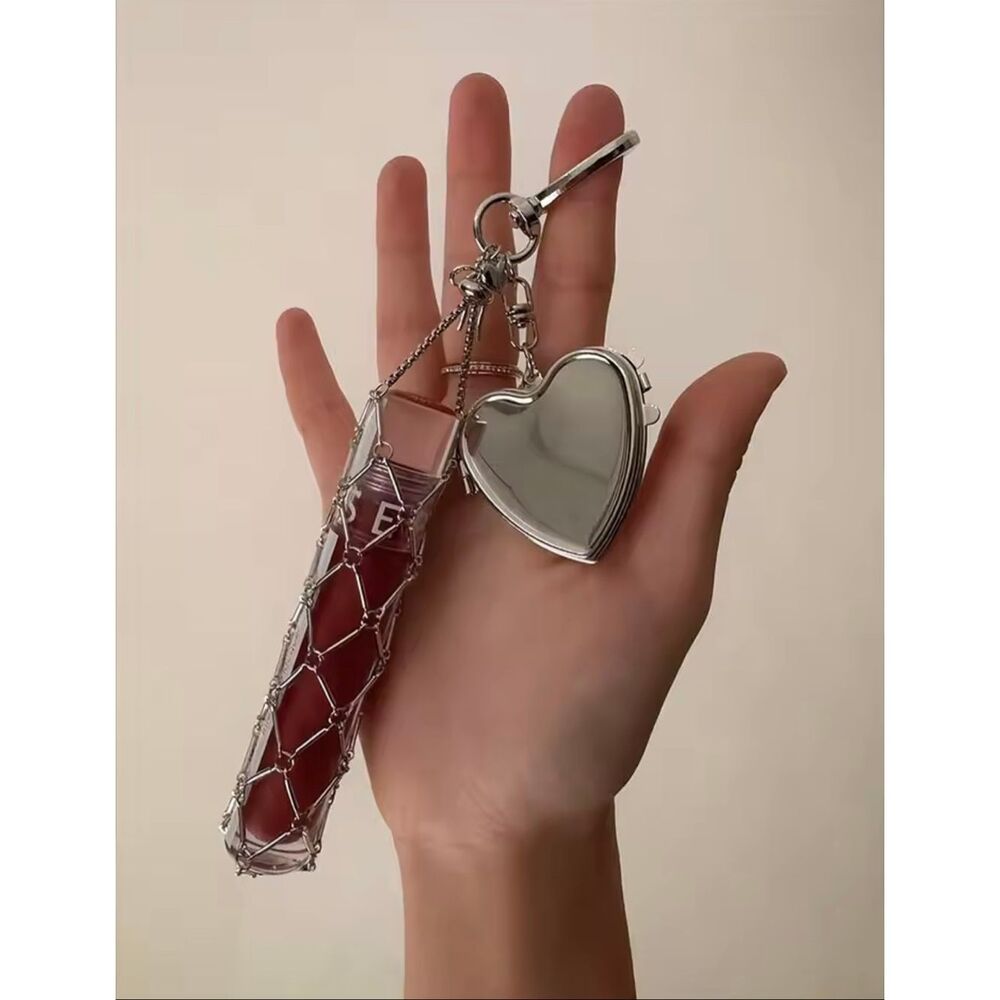 Zara Portable Metal Lipstick Holder Mini Mirror Stylish Hanging Key Charm